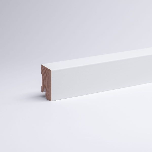 Massivholz Sockelleiste 40mm abgeschrägt - Weiß - RAL 9010