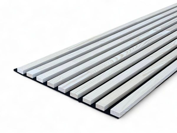 Massivholz Akustikpaneele 2600 x 400 mm Kiefer - Light White