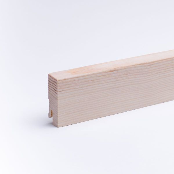 Massivholz-Sockelleiste 60mm mit abgeschrägt - Kiefer roh