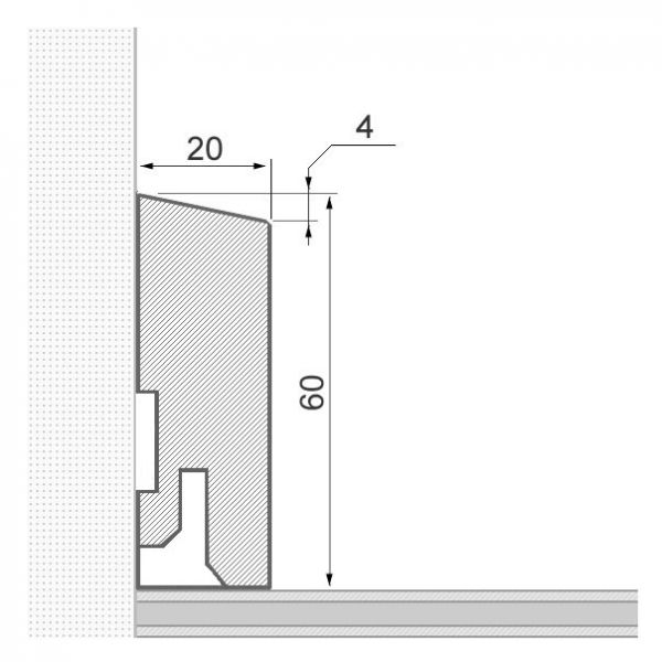 Massivholz-Sockelleiste 40mm abgeschrägt - Esche gelackt