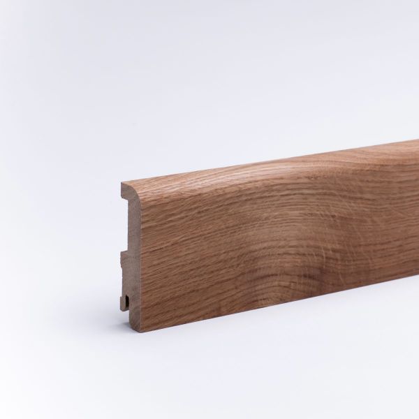 Massivholz-Sockelleiste 80x16mm abgerundet - Eiche geölt