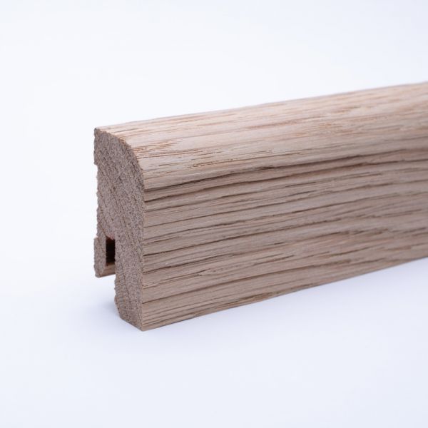 Massivholz Sockelleiste 40mm mit abgerundeter Vorderkante - Eiche gebürstet roh