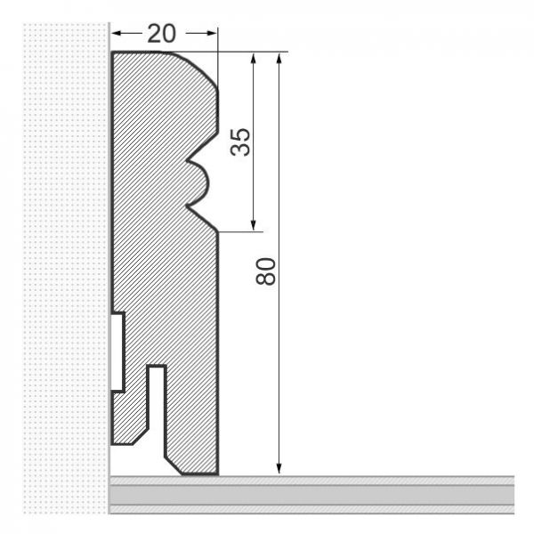 Massivholz-Sockelleiste Alt Reno Profil 80mm - Kirsche gelackt