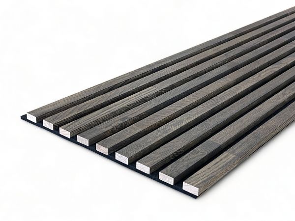 Massivholz Akustikpaneele 2600 x 400 mm Eiche natur - Pepper Black