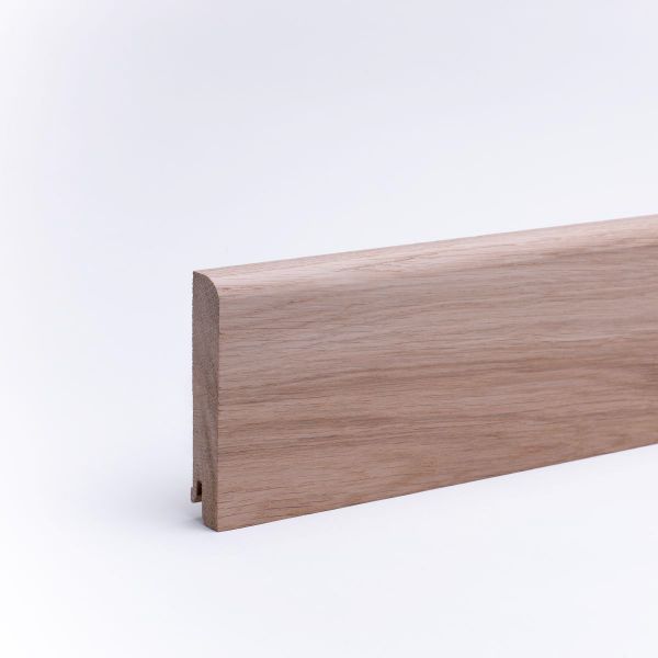 Massivholz-Sockelleiste 100x16mm abgerundet - Eiche roh