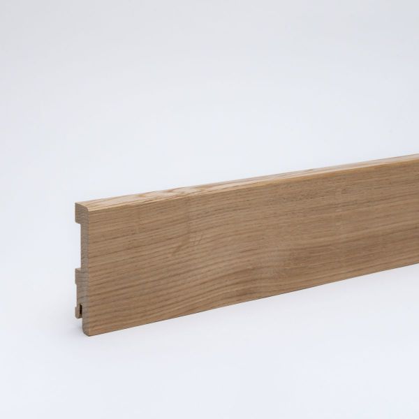 Massivholz-Sockelleiste 80mm gefaste Vorderkante - Eiche gebürstet und lackiert