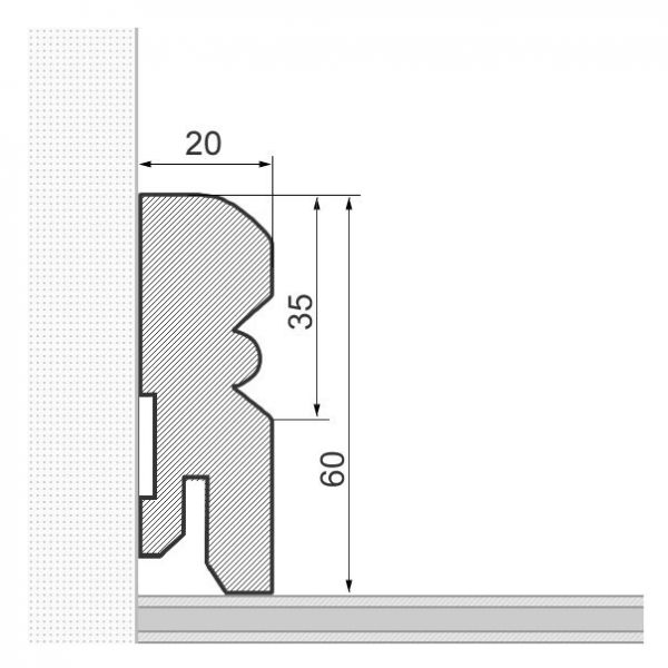 Massivholz-Sockelleiste Alt Reno Profil 60mm - Kirsche gelackt