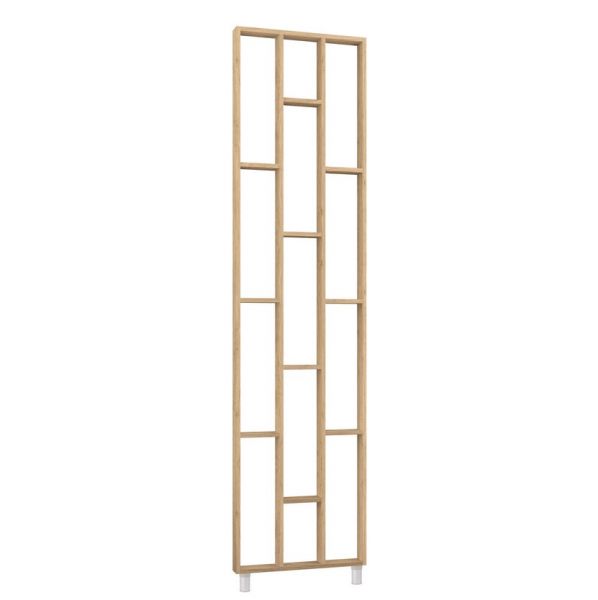 Design Raumteiler, Regalsystem 75 x 634 x 2500 mm - Eiche natur