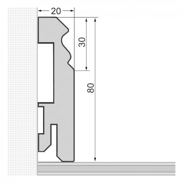 Sockelleiste Berliner Profil 80mm - Kirsche roh