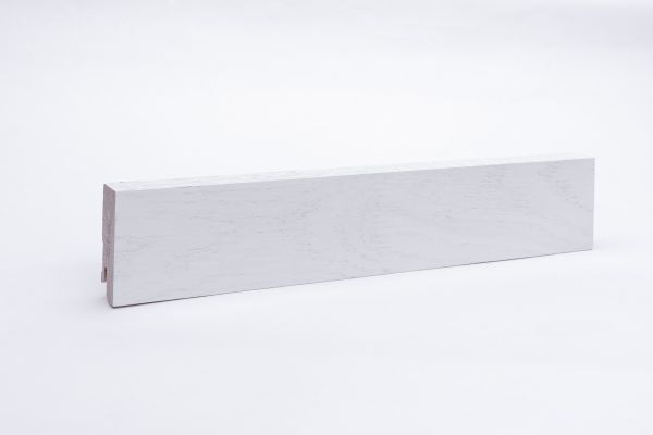 36m Vierkant Massivholz-Sockelleiste 60mm - Eiche weiß lackiert