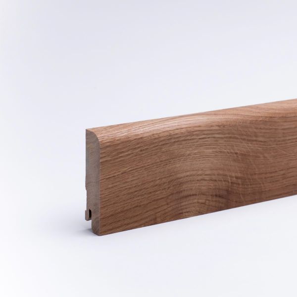 Massivholz-Sockelleiste 80x16mm abgerundet - Eiche geölt