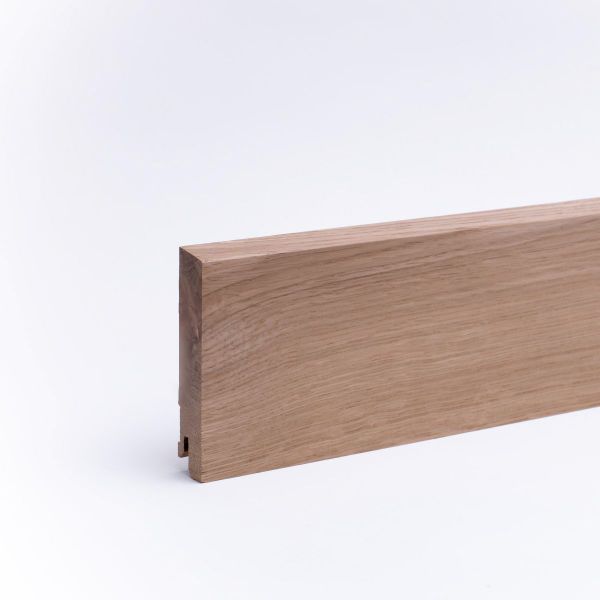 Massivholz-Sockelleiste 100x16mm abgeschrägt - Eiche lackiert