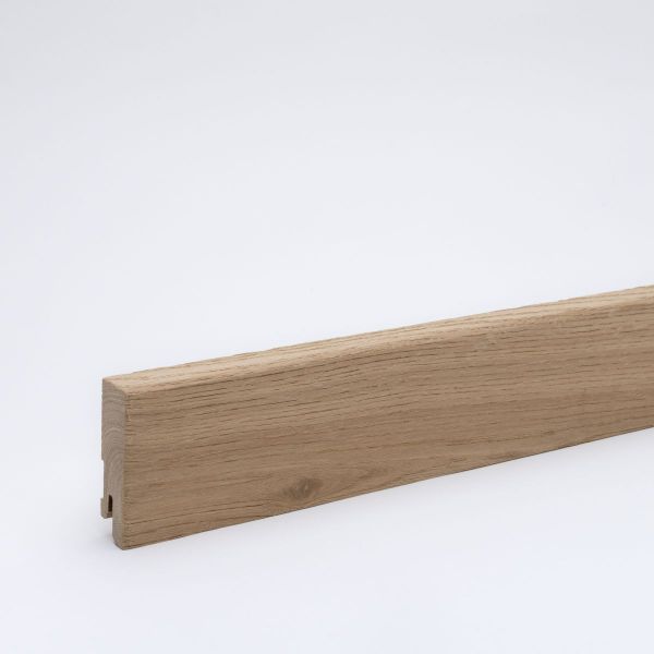 Massivholz-Sockelleiste 60mm gefaste Vorderkante - Eiche gebürstet roh
