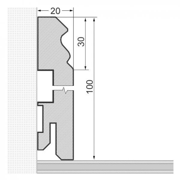 Sockelleiste Berliner Profil 100mm - Kirsche gelackt