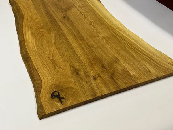 Massivholzplatte Eiche beidseitige Baumkante 100 x 58 - 66 cm - geölt - Stärke 22 mm