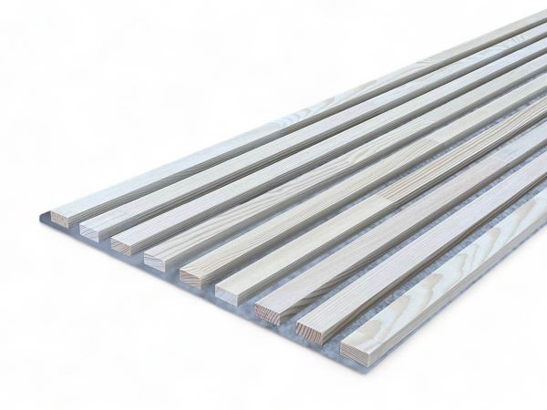 Massivholz Akustikpaneele Grau 2600 x 400 mm Kiefer - Polar White