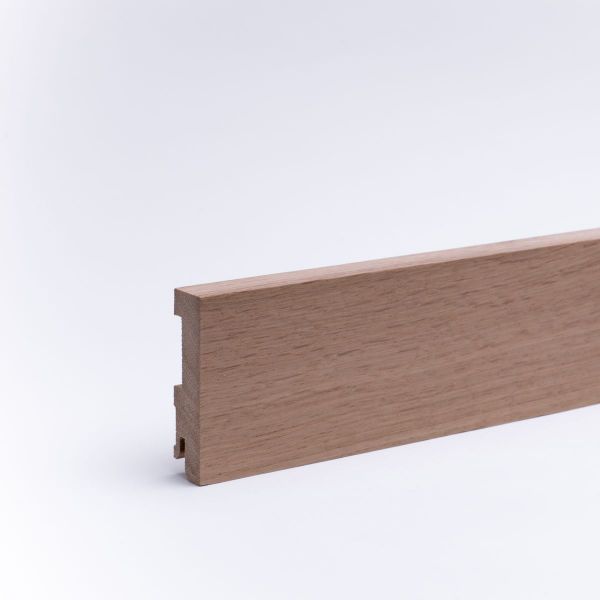 Massivholz-Sockelleiste 80x16mm Vierkant - Eiche lackiert