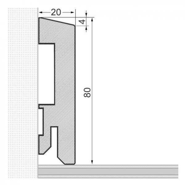 Massivholz Sockelleiste 40mm abgeschrägt - Esche geölt