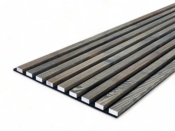 Muster für Massivholz Akustikpaneele Kiefer - Charcoal Grey