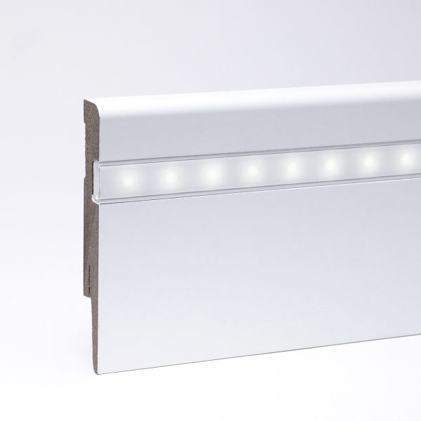 LED-Sockelleiste - Weimarer Profil 120mm MDF - Weiß