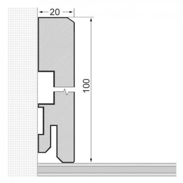 Massivholz-Sockelleiste Designkante 100mm - Weiß lackiert