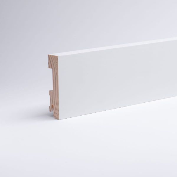 Vierkant Massivholz-Sockelleisten 80mm - Weiß RAL 9010