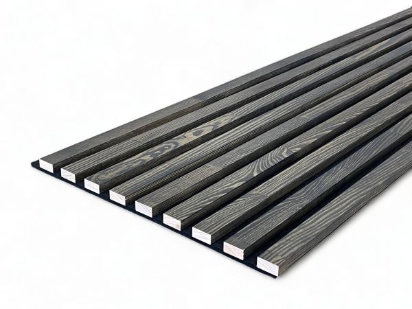Massivholz Akustikpaneele 2600 x 400 mm Kiefer - Pepper Black