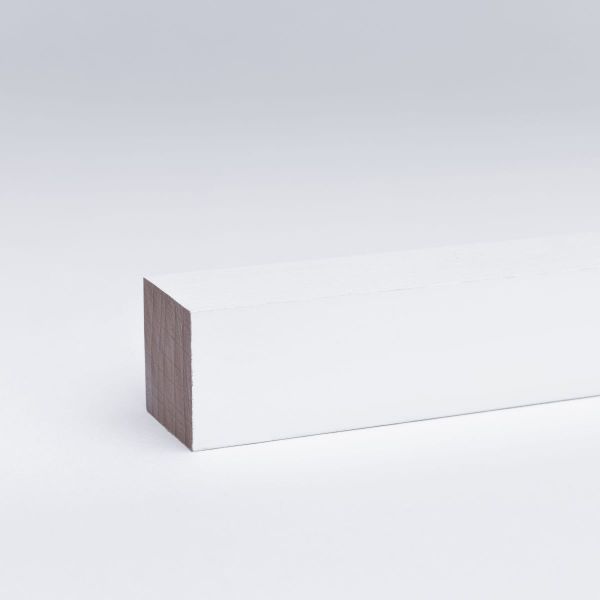 Massivholz Sockelleiste / Vierkantleiste 20 x 20 mm Kiefer Weiß lackiert RAL9010