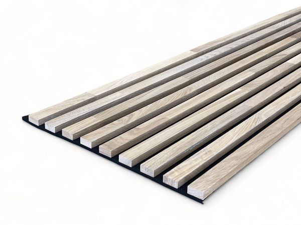 Massivholz Akustikpaneele 2600 x 400 mm Eiche natur - Cotton White