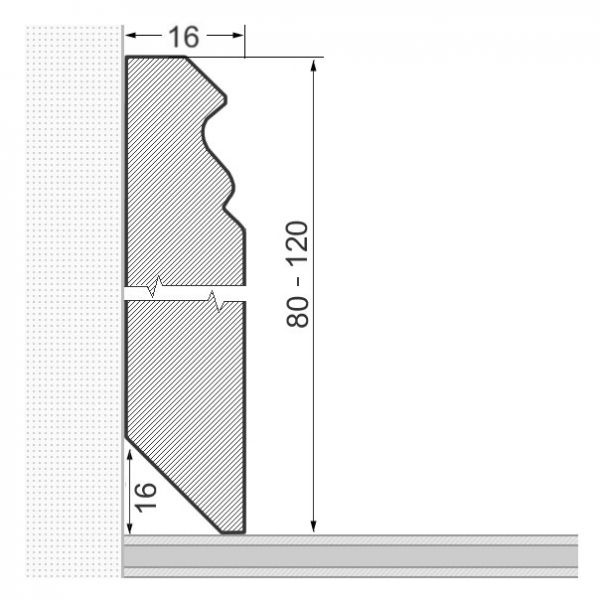 Massivholz-Sockelleiste 120x16mm Berliner Profil - Eiche geölt