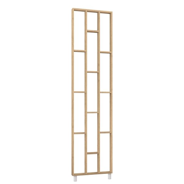 Design Raumteiler, Regalsystem 75 x 634 x 2500 mm - Eiche natur